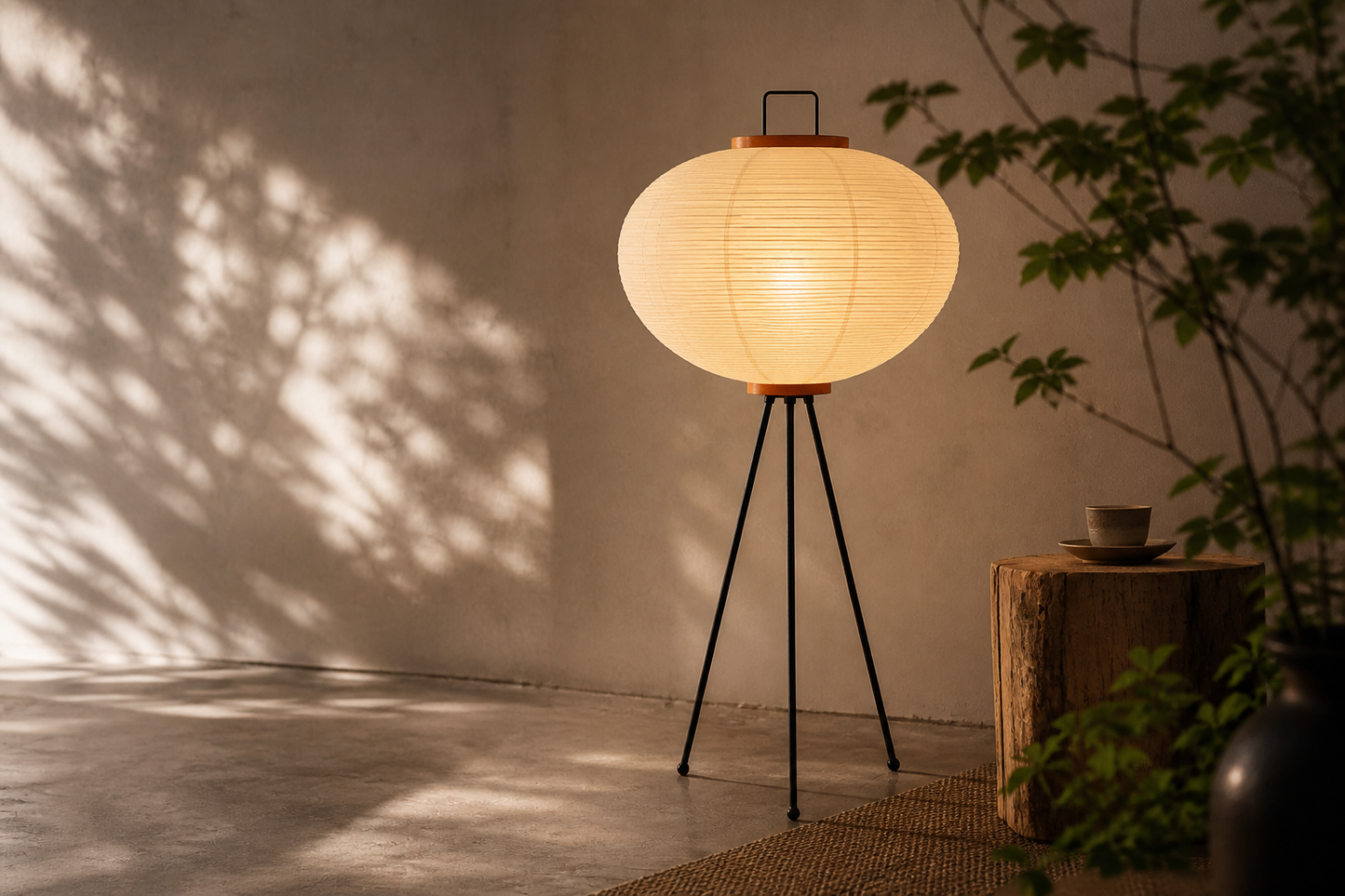 Rice Paper Floor Lamp | Wooden Frame | Void Heritage