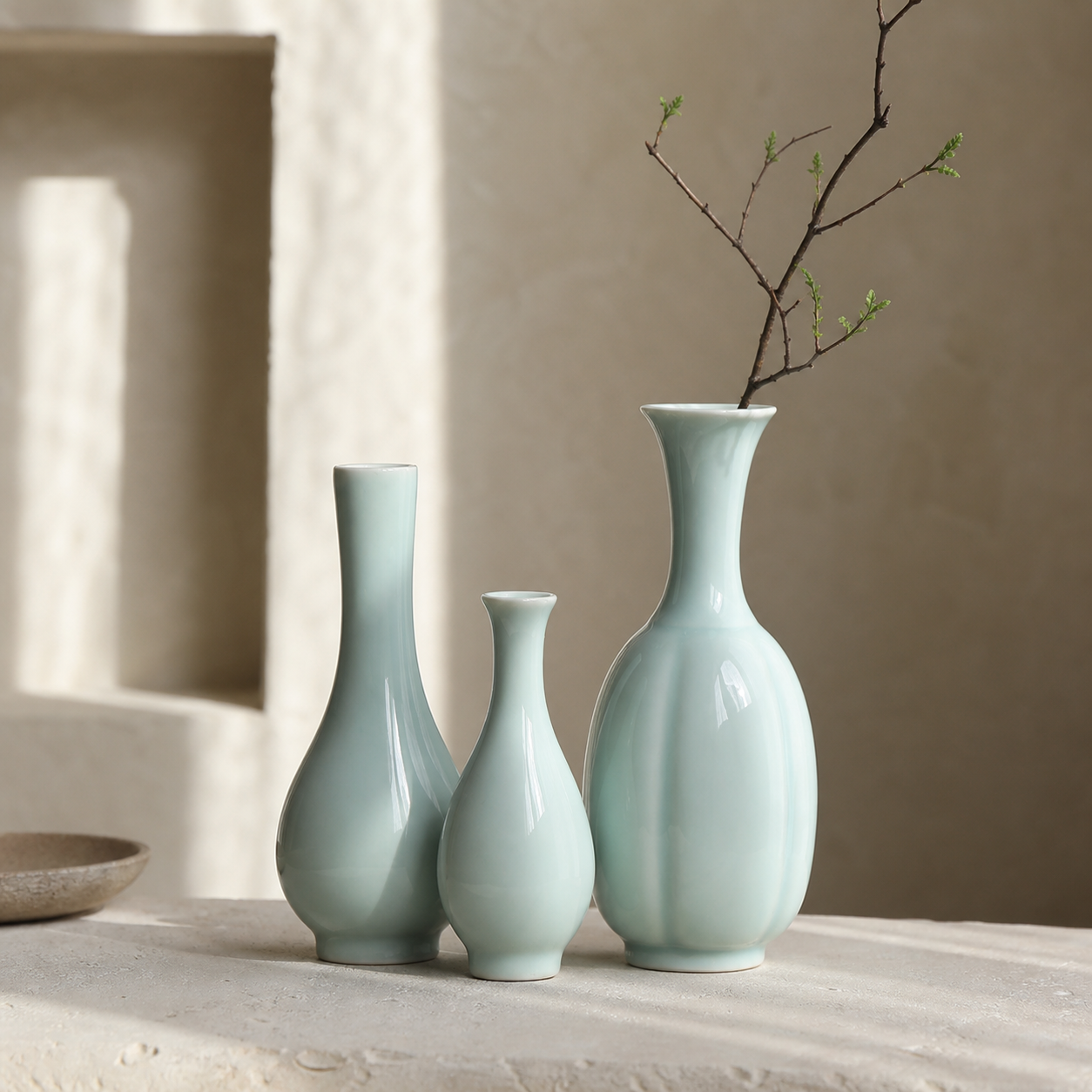 Celadon Vase Set | Set of 3 | Void Heritage