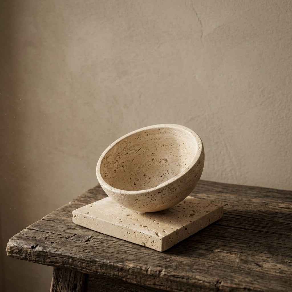 Travertine Stone Vessel | Natural Texture | Void Heritage