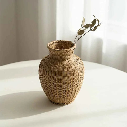 Handwoven Bamboo Vase – Daoming Craft, Sichuan Wabi-Sabi Flower Vessel & Home Decor