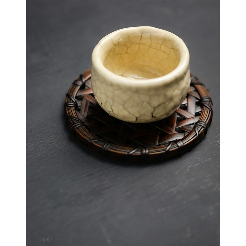 Handwoven Bamboo Tea Coaster — Carbonized Nan Bamboo
