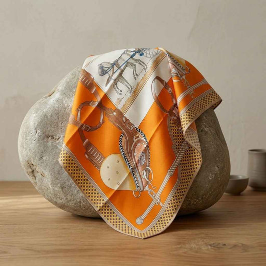 Dunhuang Silk Scarf – 100% Mulberry Silk, Hand-Dyed Desert Tones, Lightweight Luxury Wrap