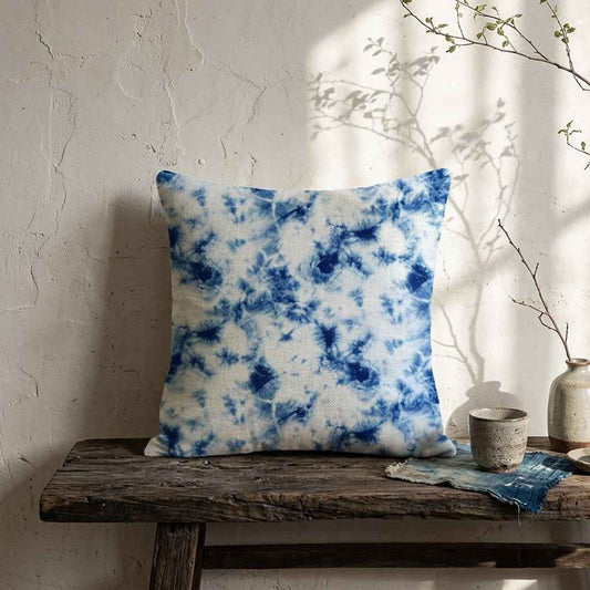 Indigo Shibori Cushion Cover – Hand-Dyed Cotton Pillow Case for Wabi-Sabi Interiors 60*60cm
