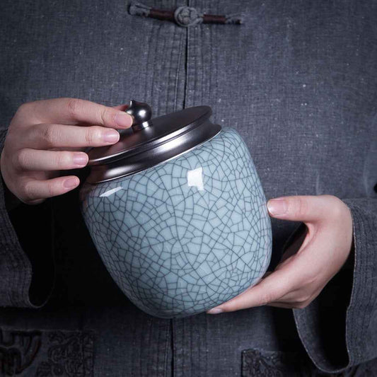 Longquan Celadon Tea Canister – Airtight Ceramic Tea Storage Jar for Loose Leaf Tea